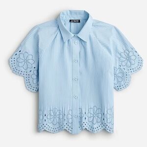 J. Crew Eyelet Pleated Button Up Shirt